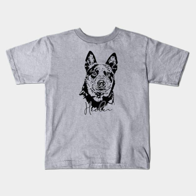 Funny Blue Heeler lover dog portrait Kids T-Shirt by wilsigns